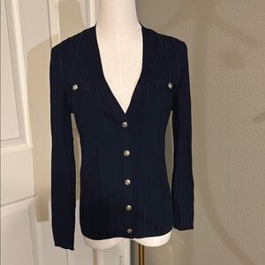 White House Black Market Navy Knit Cardigan